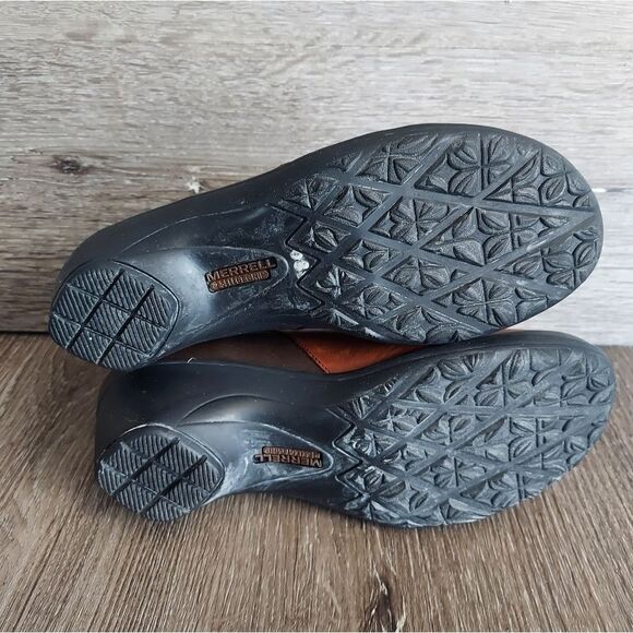 Merrell Veranda 2-tone Brown Leather Back Zip Up Ankle Mid Boots Women's 6.5 - Picture 7 of 10